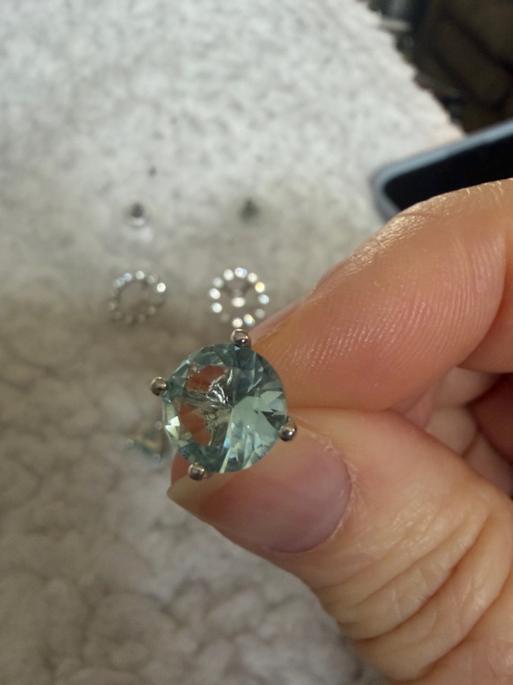 Stella & Dot Light Blue Halo Stud Earrings in Silver Tone - Picture 4 of 9